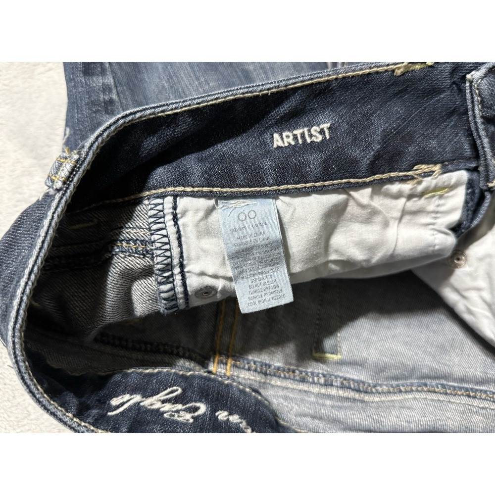 American Eagle Jeans Women's 00 Short Blue Artist Flare Denim Dark Wash 26x28 - Picture 6 of 9
